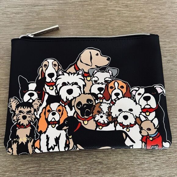 Marc Tetro Black Dogs Graphic Zippered Travel Pouch Wallet - Picture 1 of 2